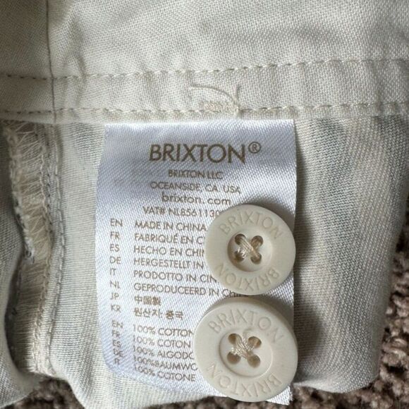 Brixton Women's Cut Vancouver Cropped Chino Navy/White Stripe Ankle Pant Size 28 - Picture 10 of 11